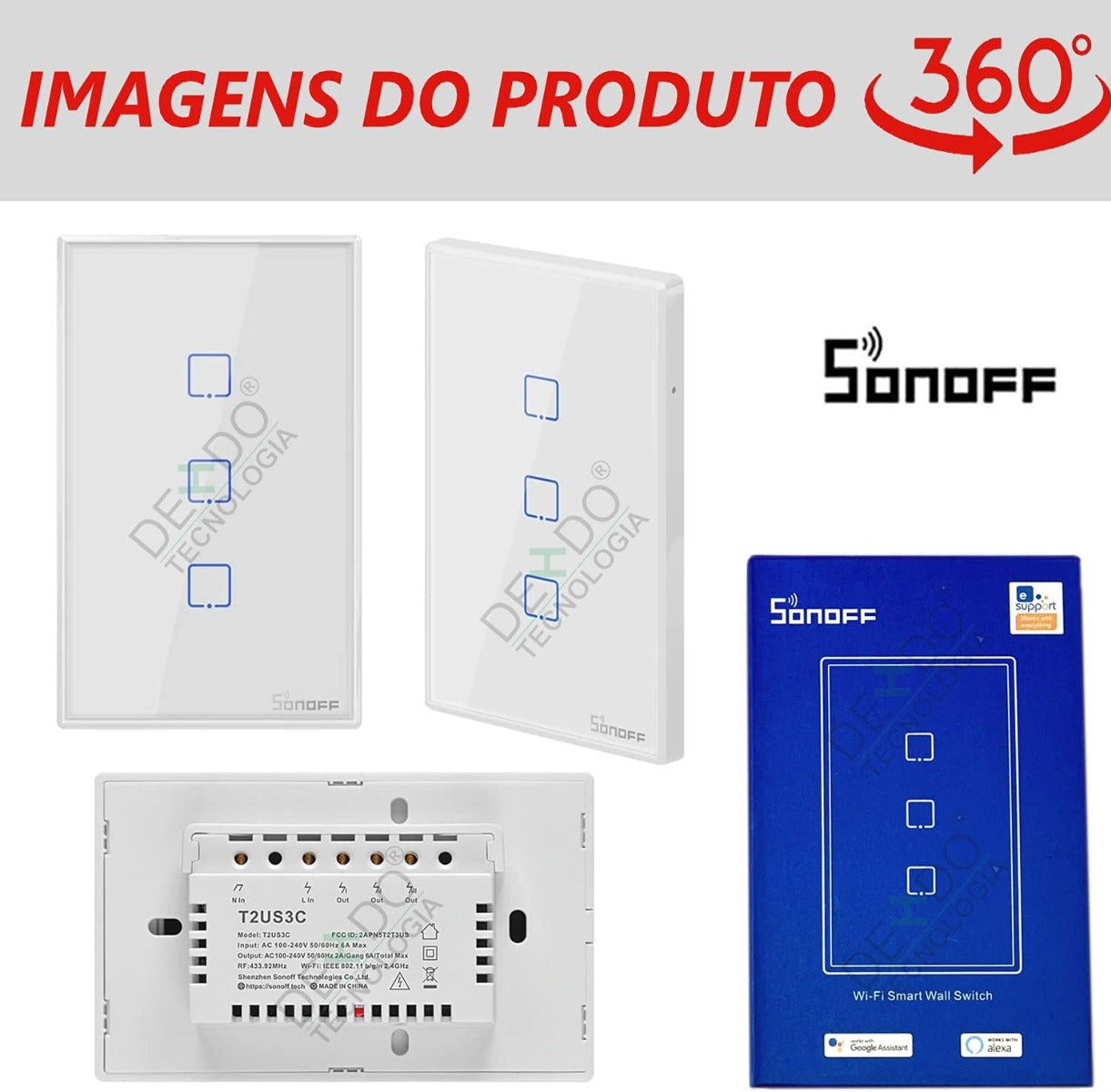 Sonoff T2 3 Canali Interruttore Smart WiFi e RF