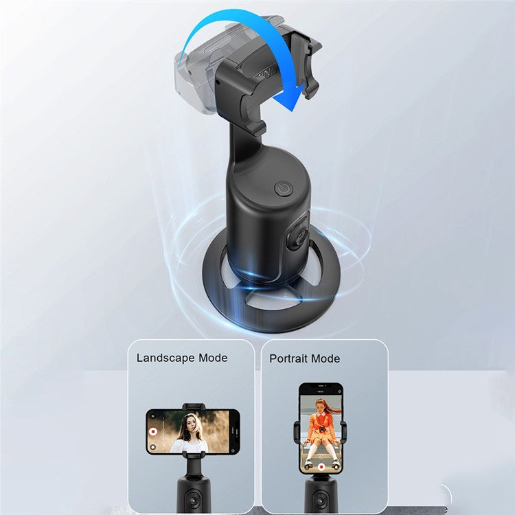 P01 supporto per fotocamera con rotazione a 360 gradi, supporto per rilevamento del movimento del telefono con scatto intelligente per video in streaming vlog live