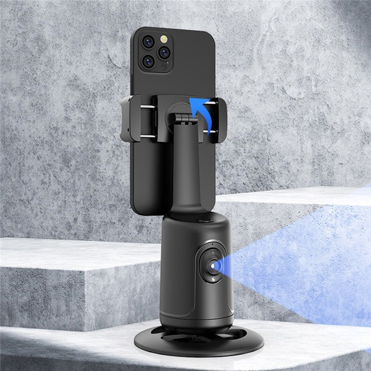 P01 supporto per fotocamera con rotazione a 360 gradi, supporto per rilevamento del movimento del telefono con scatto intelligente per video in streaming vlog live