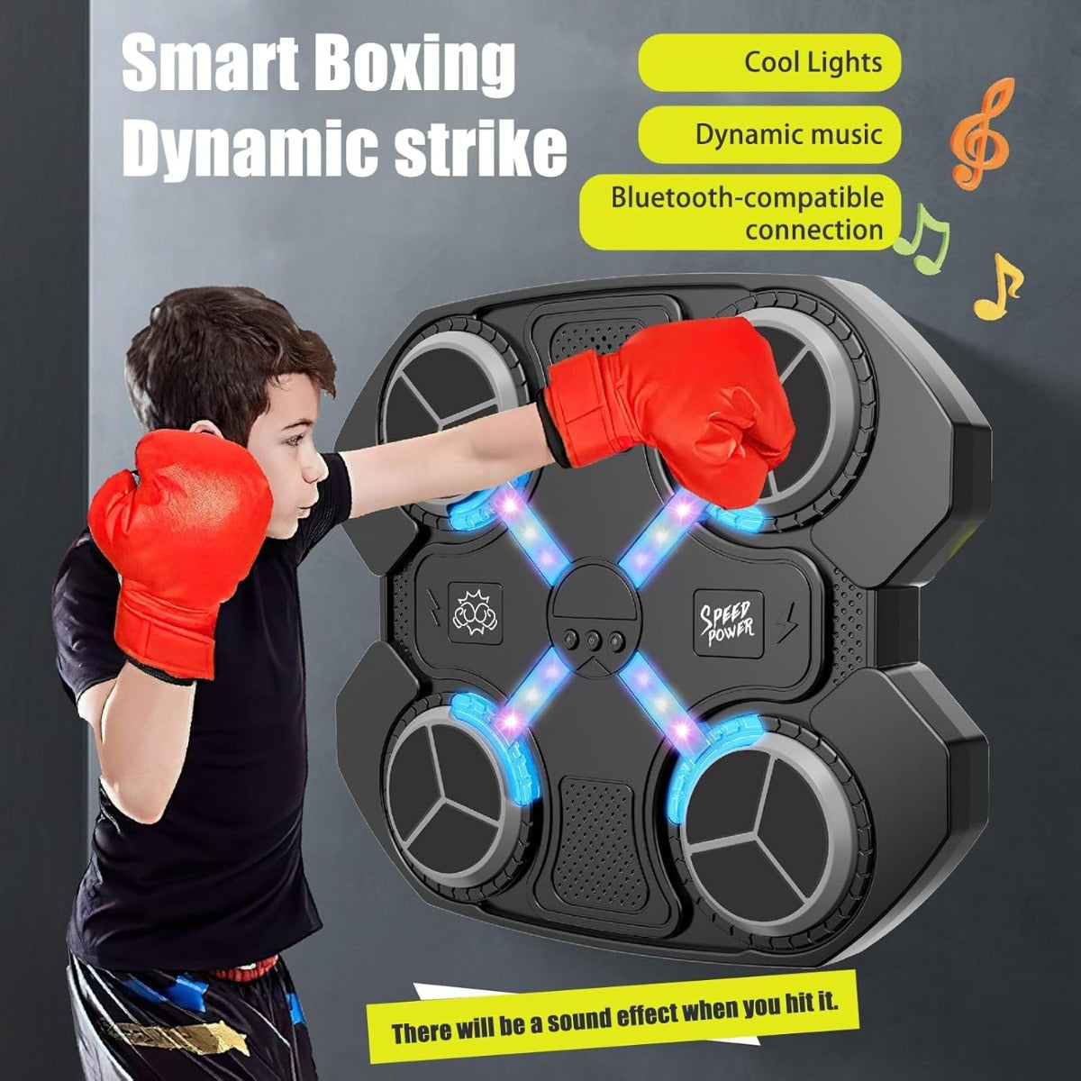 Music Boxing Machine per Bambini e Adulti - Macchina da Boxe Musicale con Guanti Inclusi