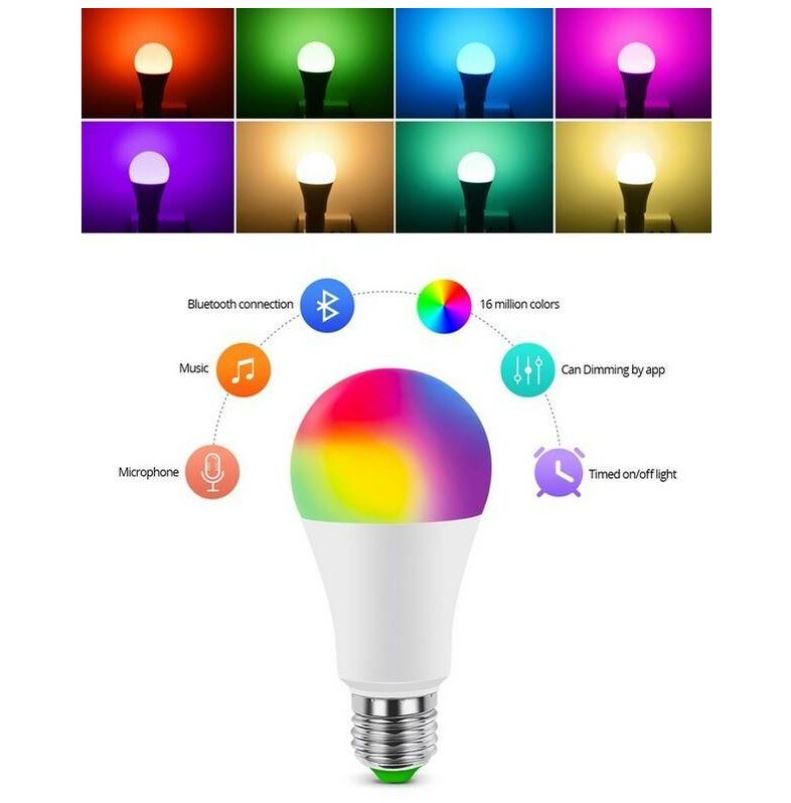 Lampadina intelligente bluetooth RGB E27 15W